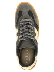 Hogan Gray Wool Calf Leather Sneakers