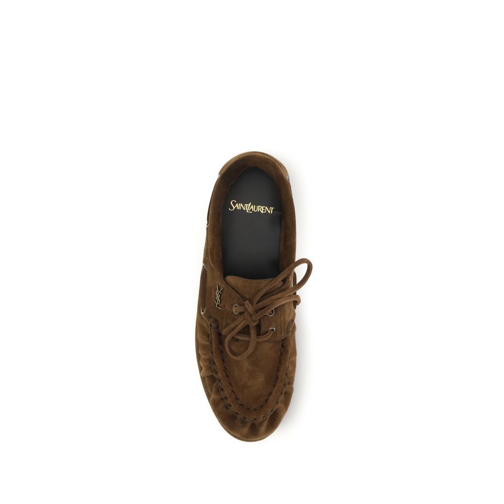 Saint Laurent Brown Suede Loafers