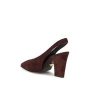 Prada Bordeaux Calf Suede Slingback Pumps