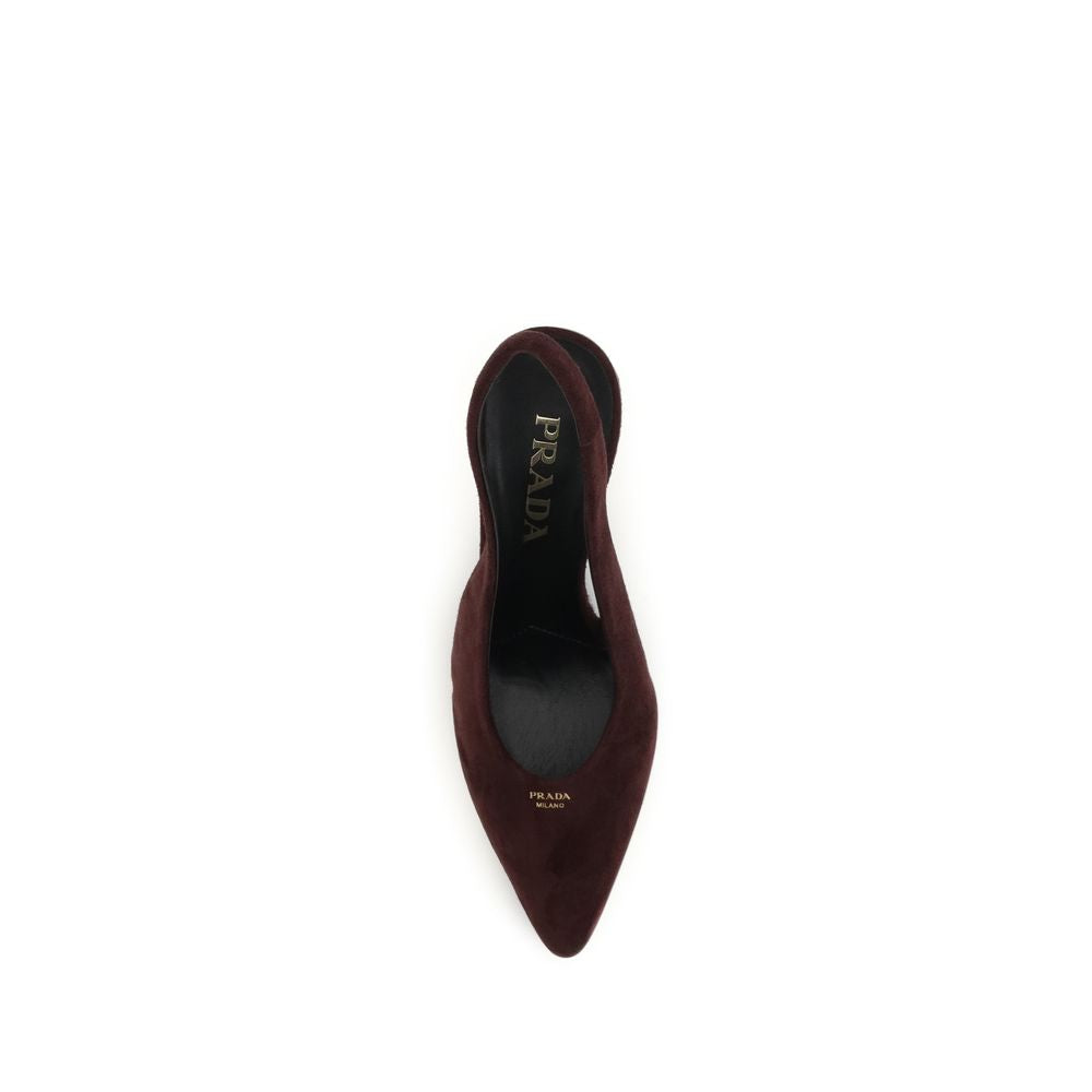 Prada Bordeaux Calf Suede Slingback Pumps