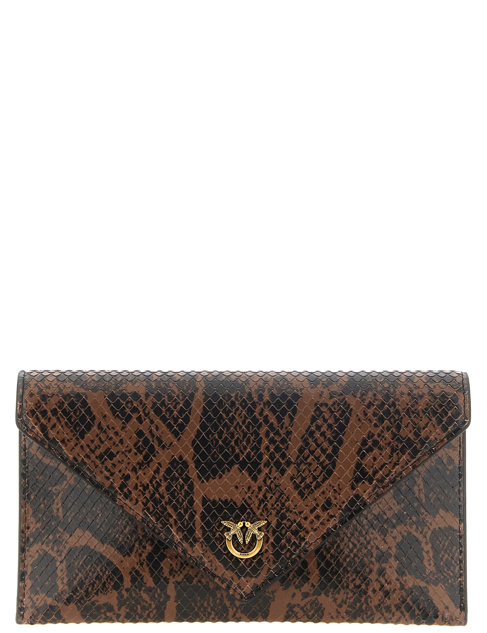 PINKO Brown Calfskin Clutches