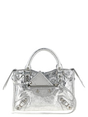 Balenciaga Silver Lamb Leather Mini Handbag