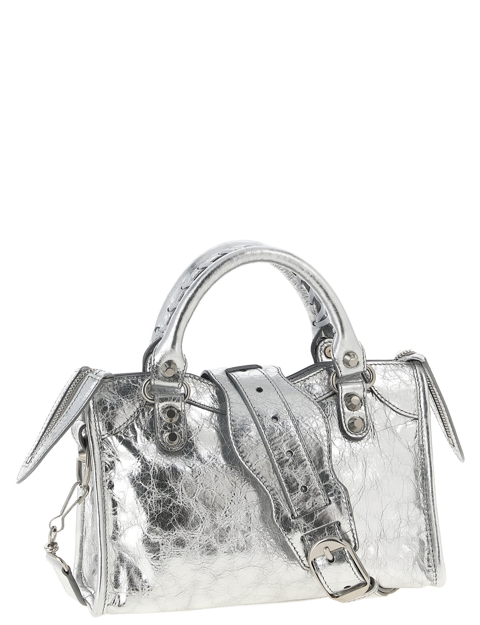 Balenciaga Silver Lamb Leather Mini Handbag