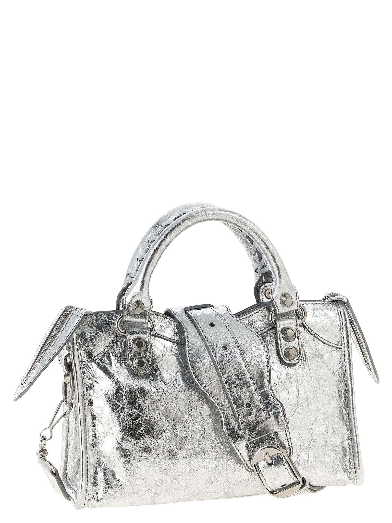 Balenciaga Silver Lamb Leather Mini Handbag
