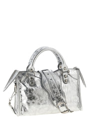 Balenciaga Silver Lamb Leather Mini Handbag