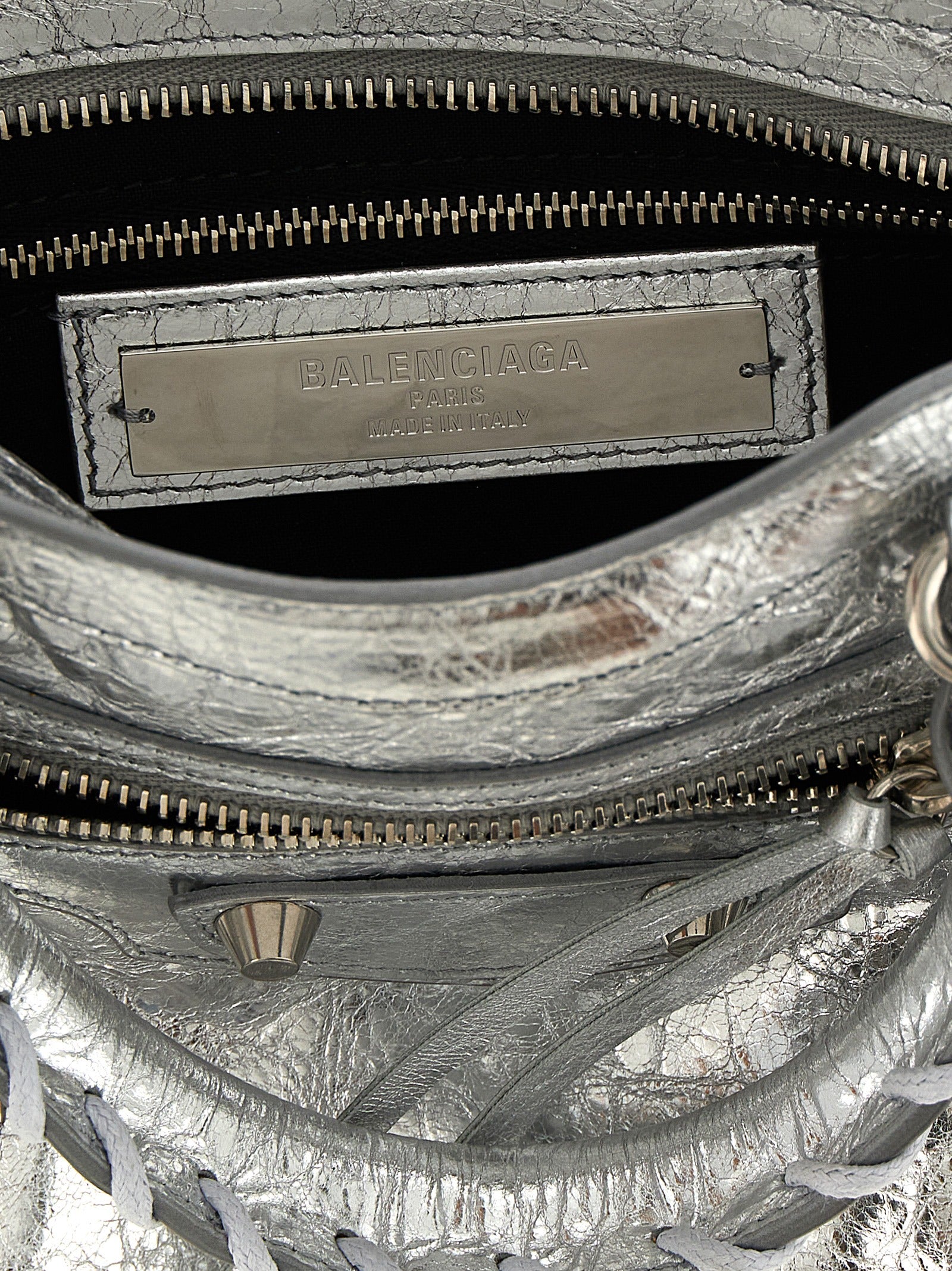 Balenciaga Silver Lamb Leather Mini Handbag