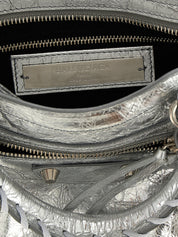 Balenciaga Silver Lamb Leather Mini Handbag