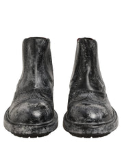 Dolce & Gabbana Black Gray Calf Leather Boots