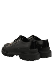 Dolce & Gabbana Black Calfskin Leather Trekking Derby Shoes