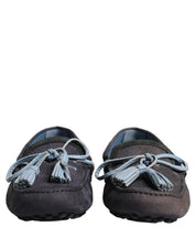 Dolce & Gabbana Navy Blue Suede Leather Loafers