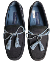 Dolce & Gabbana Navy Blue Suede Leather Loafers