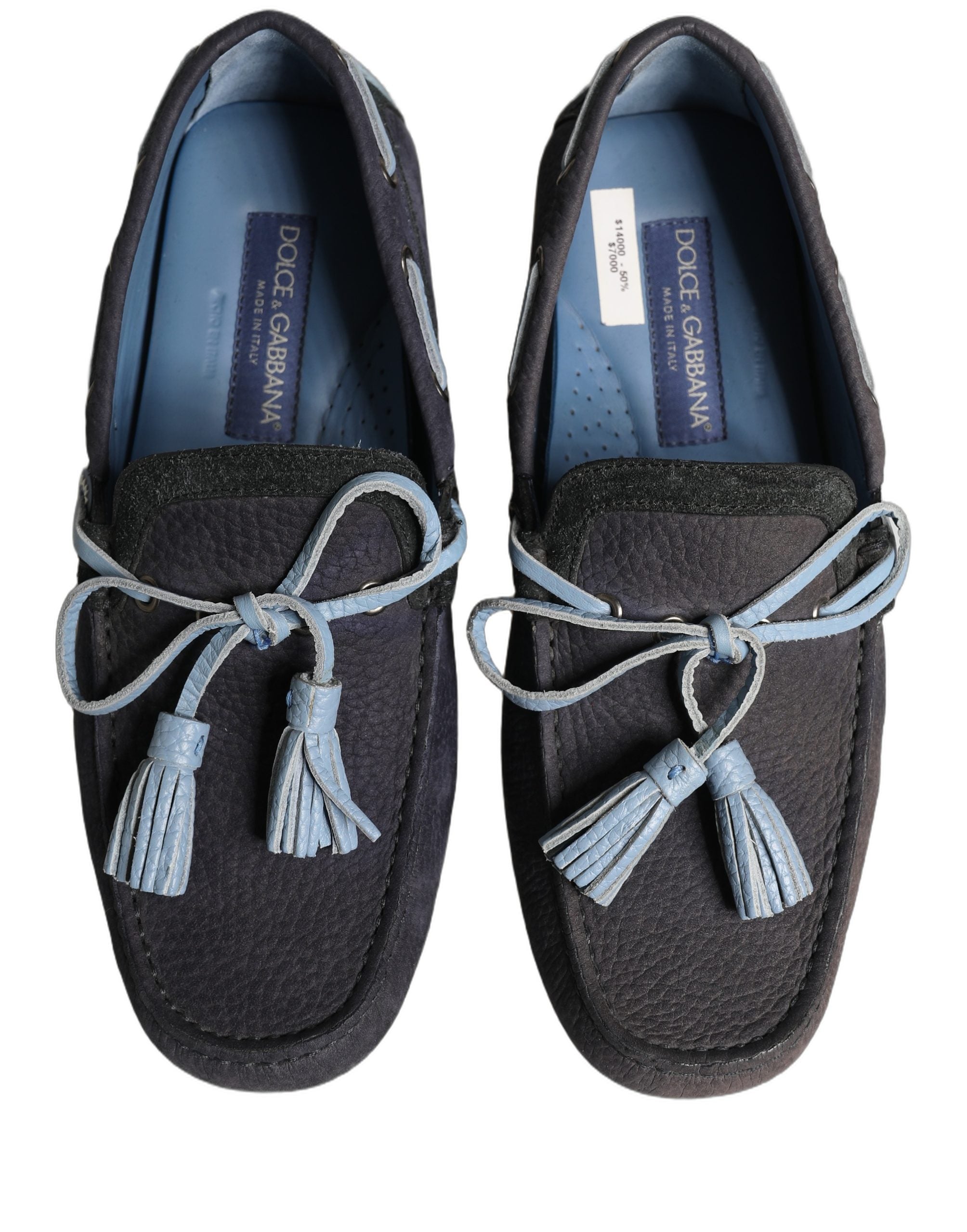 Dolce & Gabbana Navy Blue Suede Leather Loafers