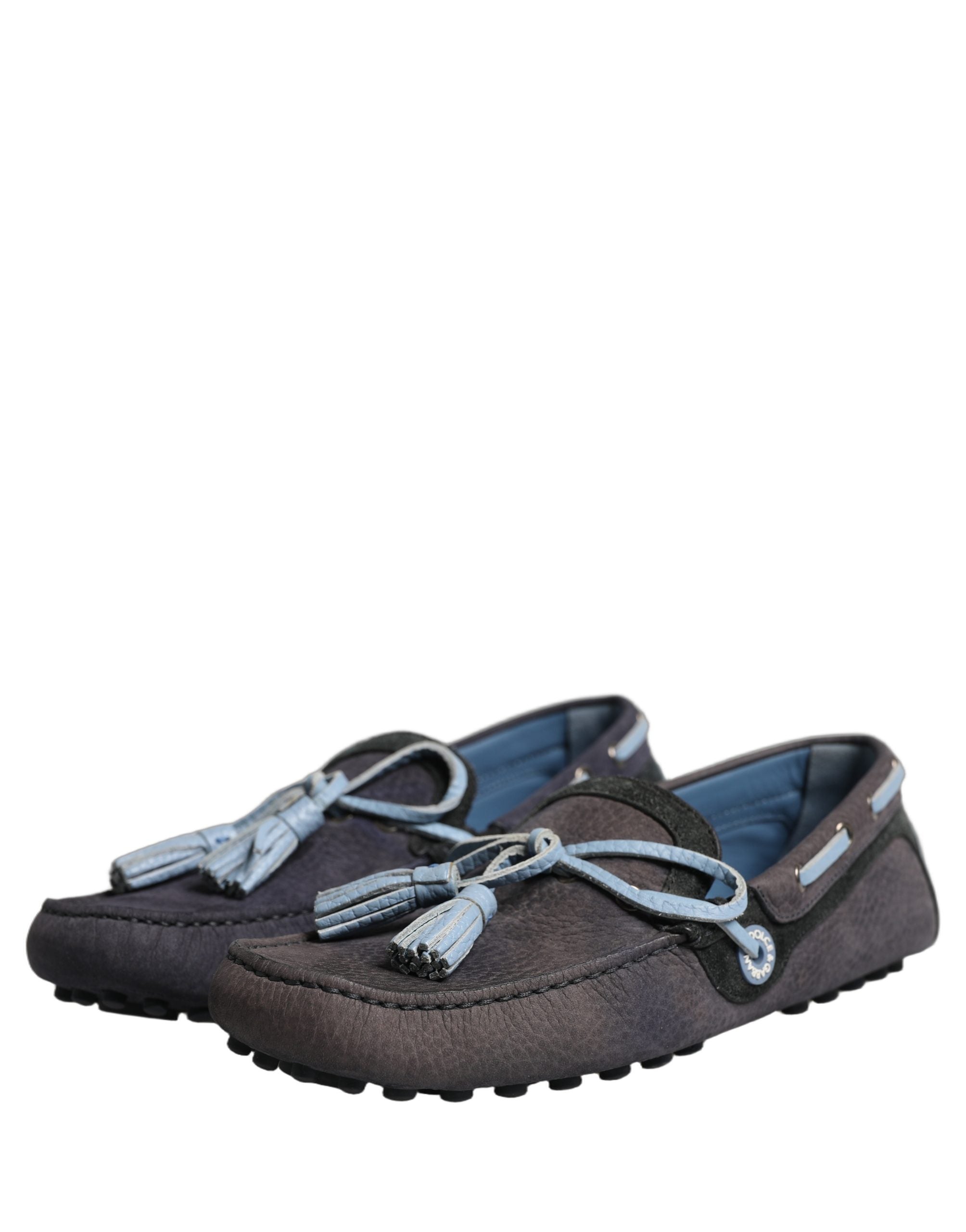 Dolce & Gabbana Navy Blue Suede Leather Loafers