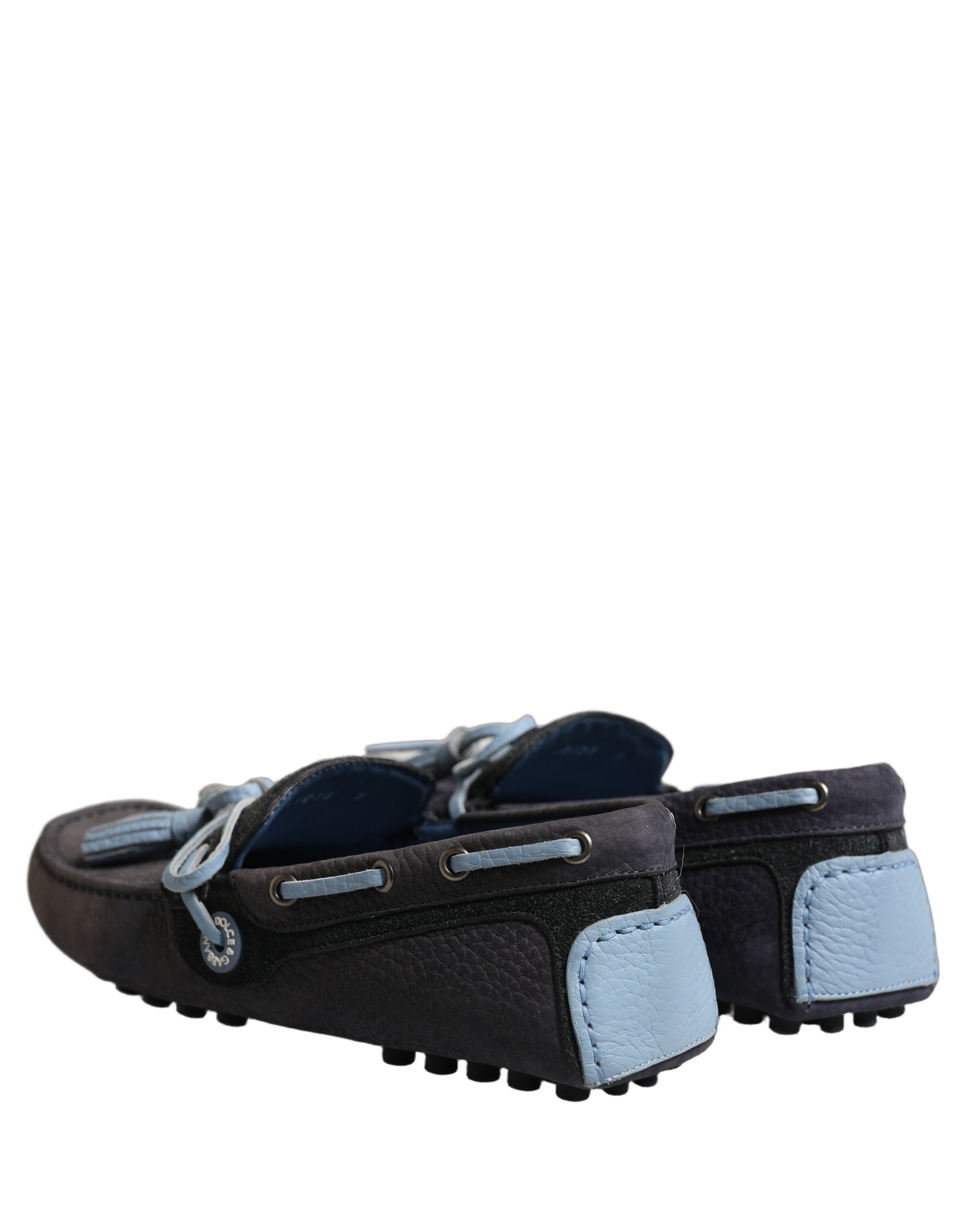 Dolce & Gabbana Navy Blue Suede Leather Loafers