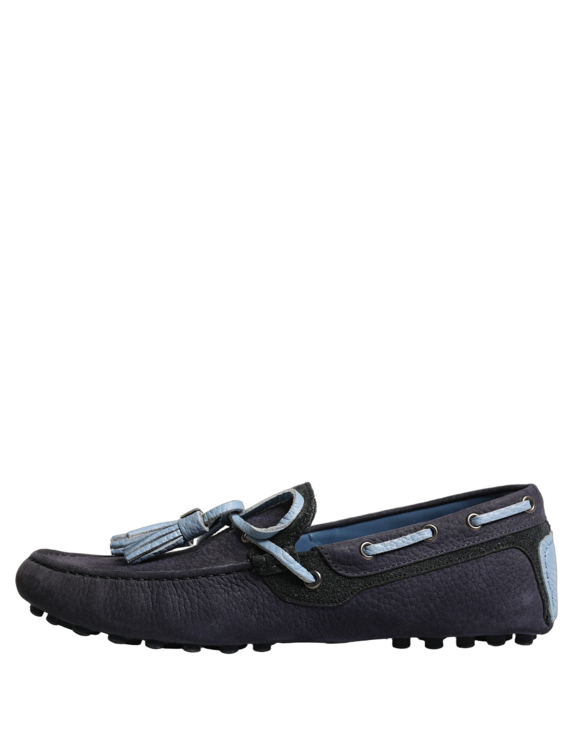 Dolce & Gabbana Navy Blue Suede Leather Loafers