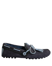 Dolce & Gabbana Navy Blue Suede Leather Loafers