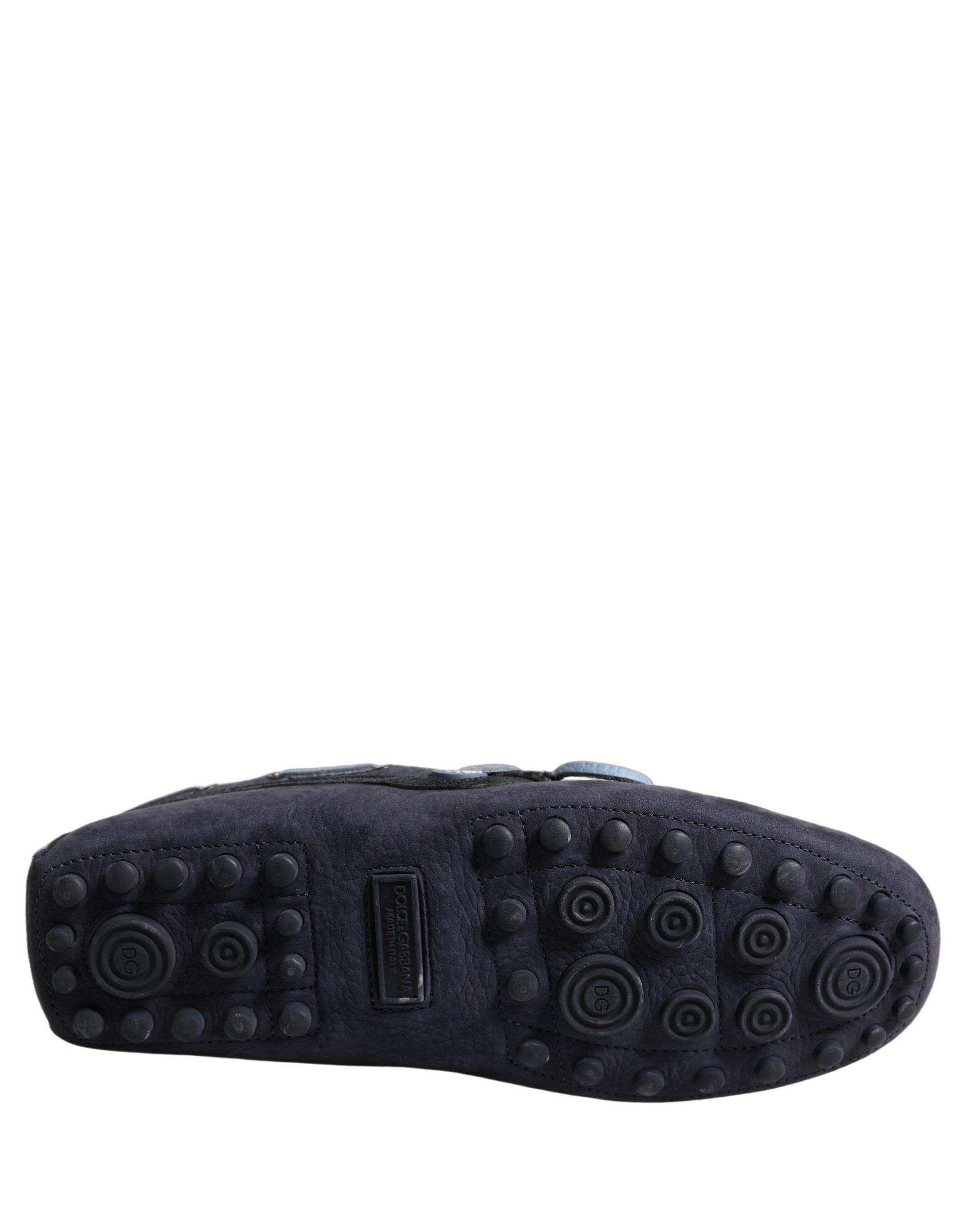 Dolce & Gabbana Navy Blue Suede Leather Loafers