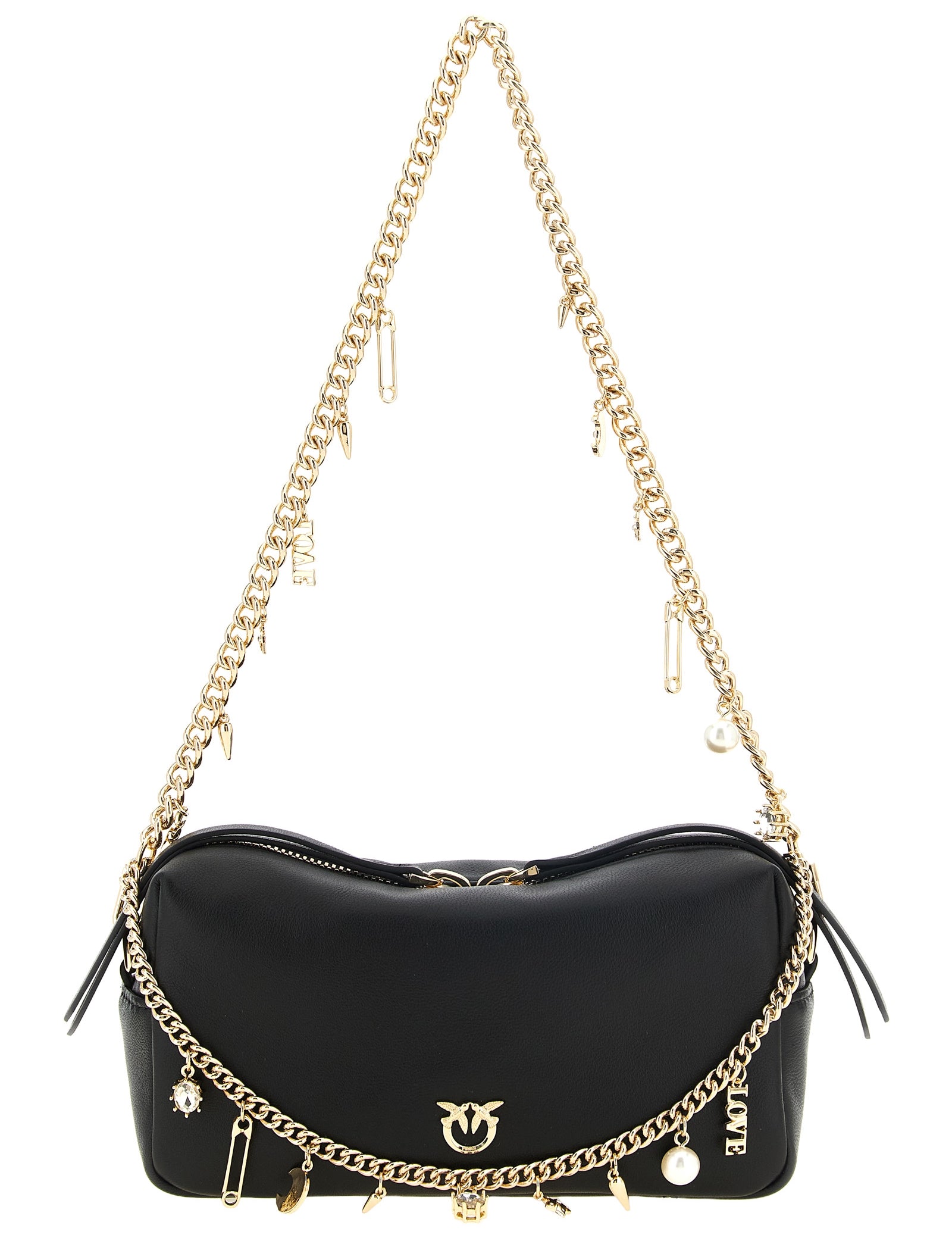 PINKO Black Lambskin Shoulder Bag