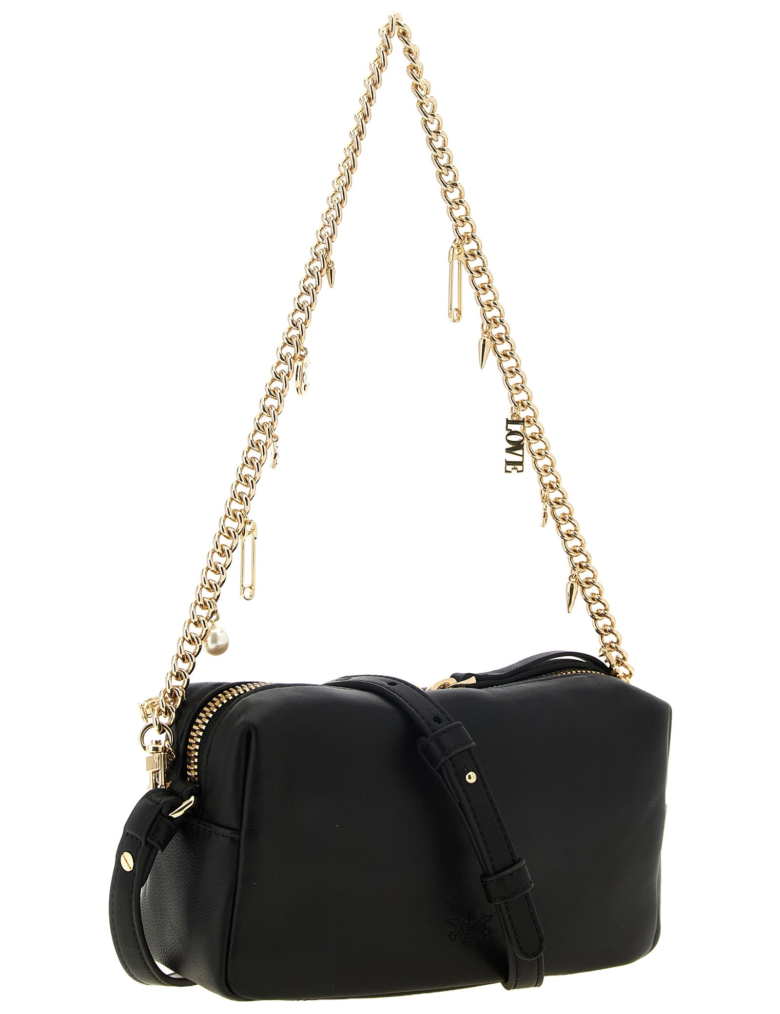 PINKO Black Lambskin Shoulder Bag