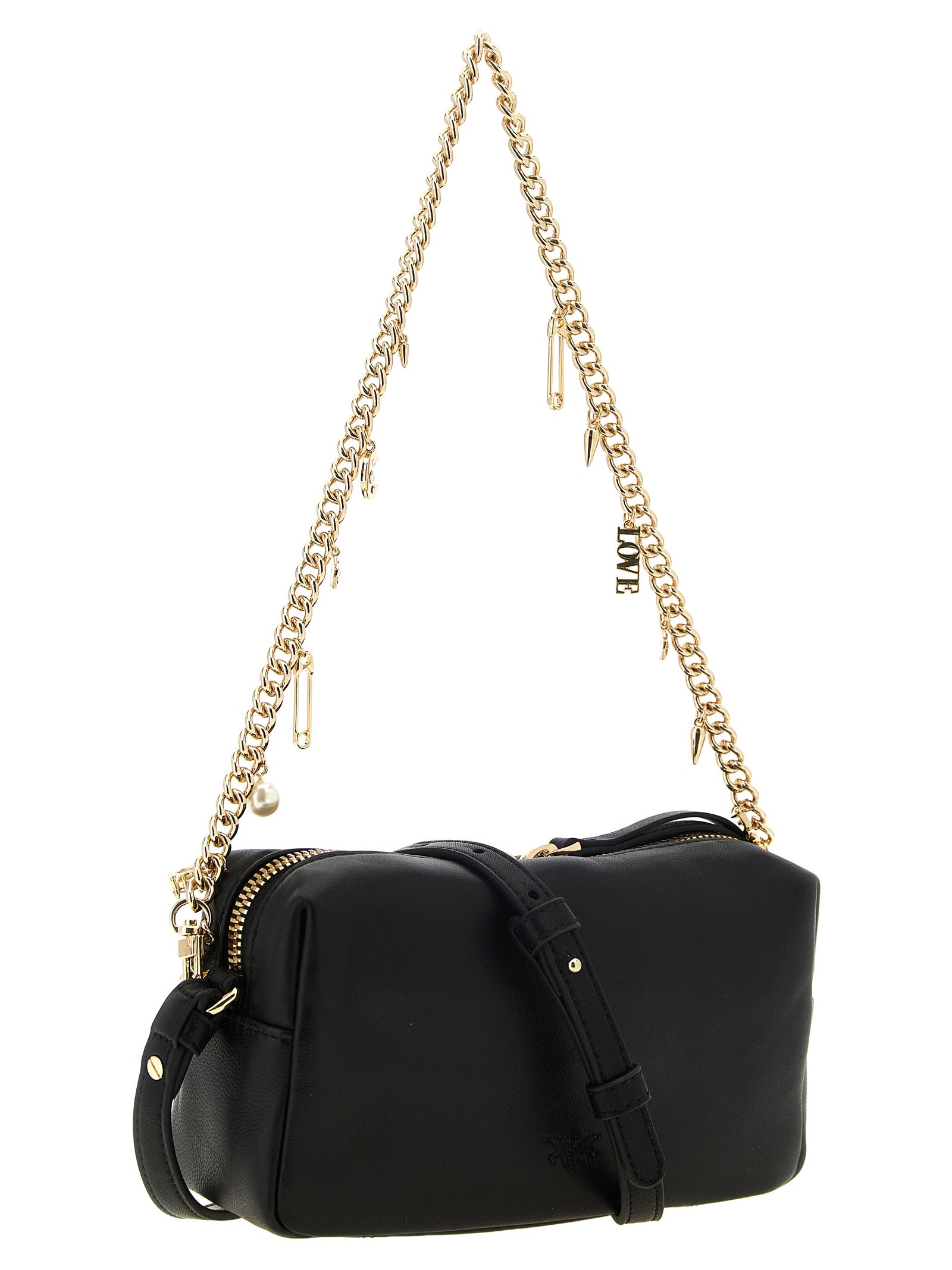 PINKO Black Lambskin Shoulder Bag
