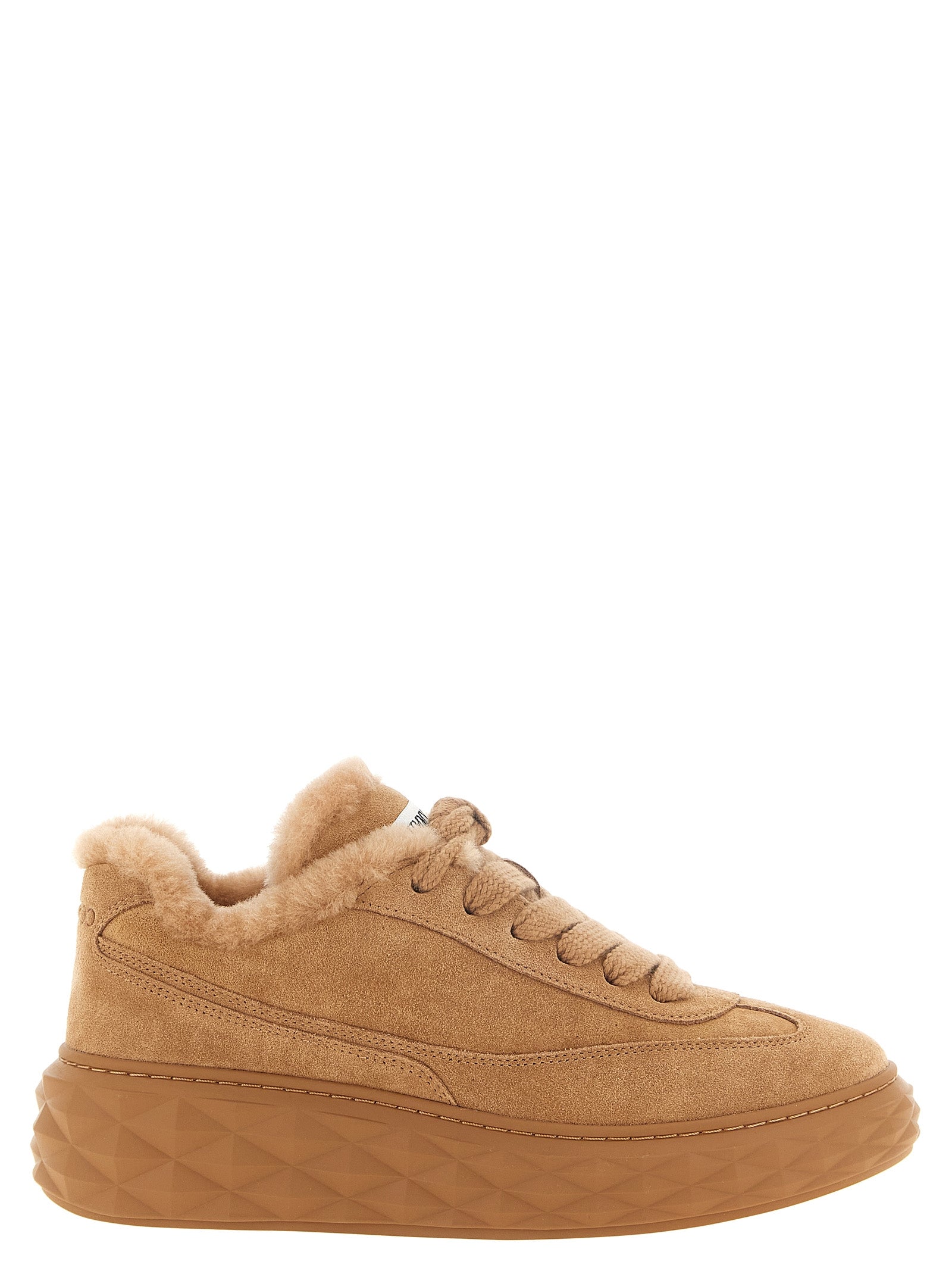 Jimmy Choo Beige Lambskin Chunky Sneakers