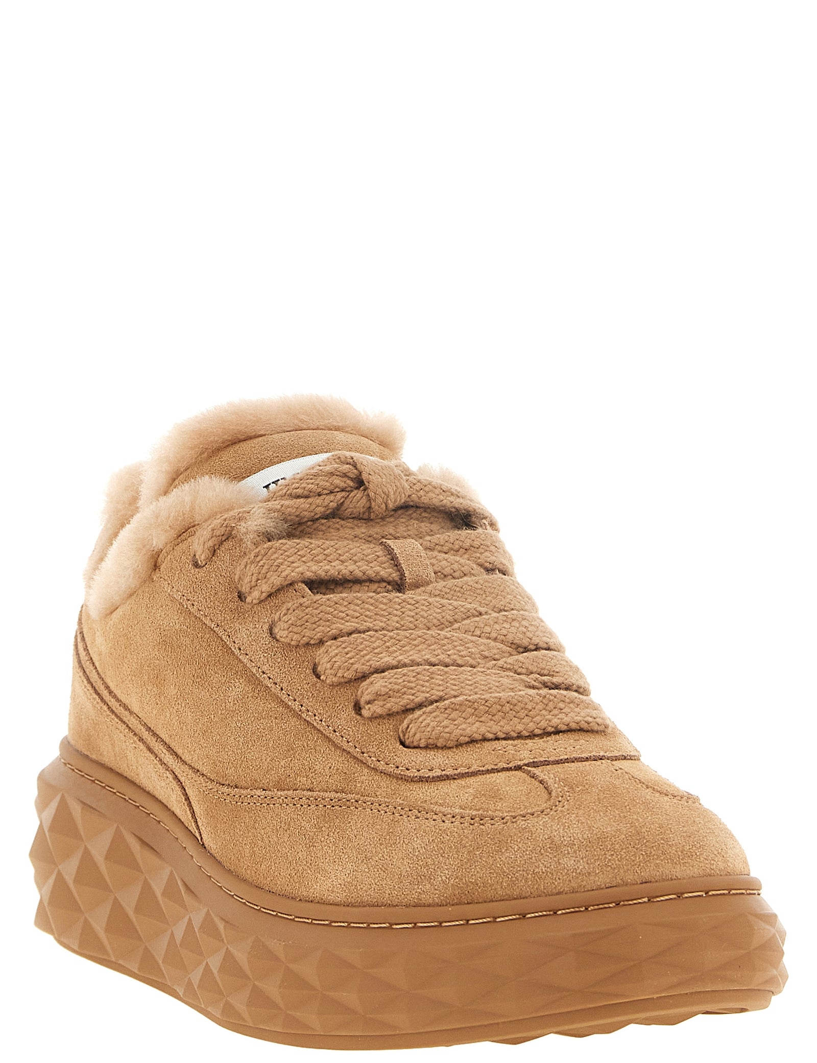Jimmy Choo Beige Lambskin Chunky Sneakers