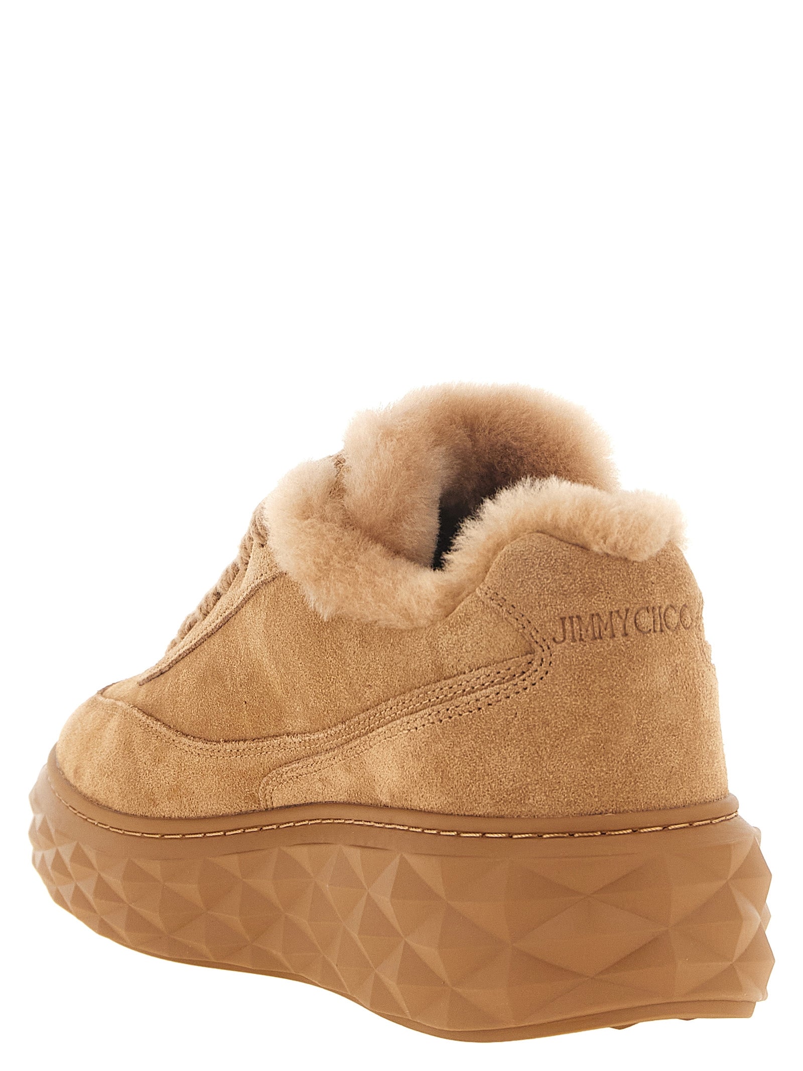 Jimmy Choo Beige Lambskin Chunky Sneakers