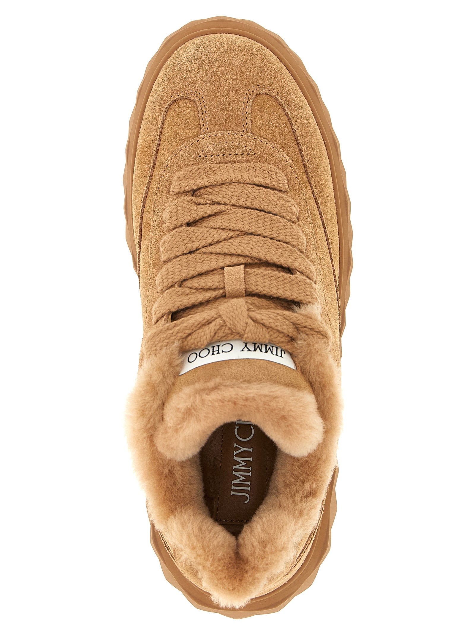 Jimmy Choo Beige Lambskin Chunky Sneakers
