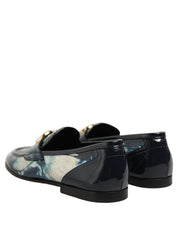 Dolce & Gabbana Metallic Blue Silver Calf Leather Loafers