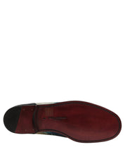 Dolce & Gabbana Metallic Blue Silver Calf Leather Loafers