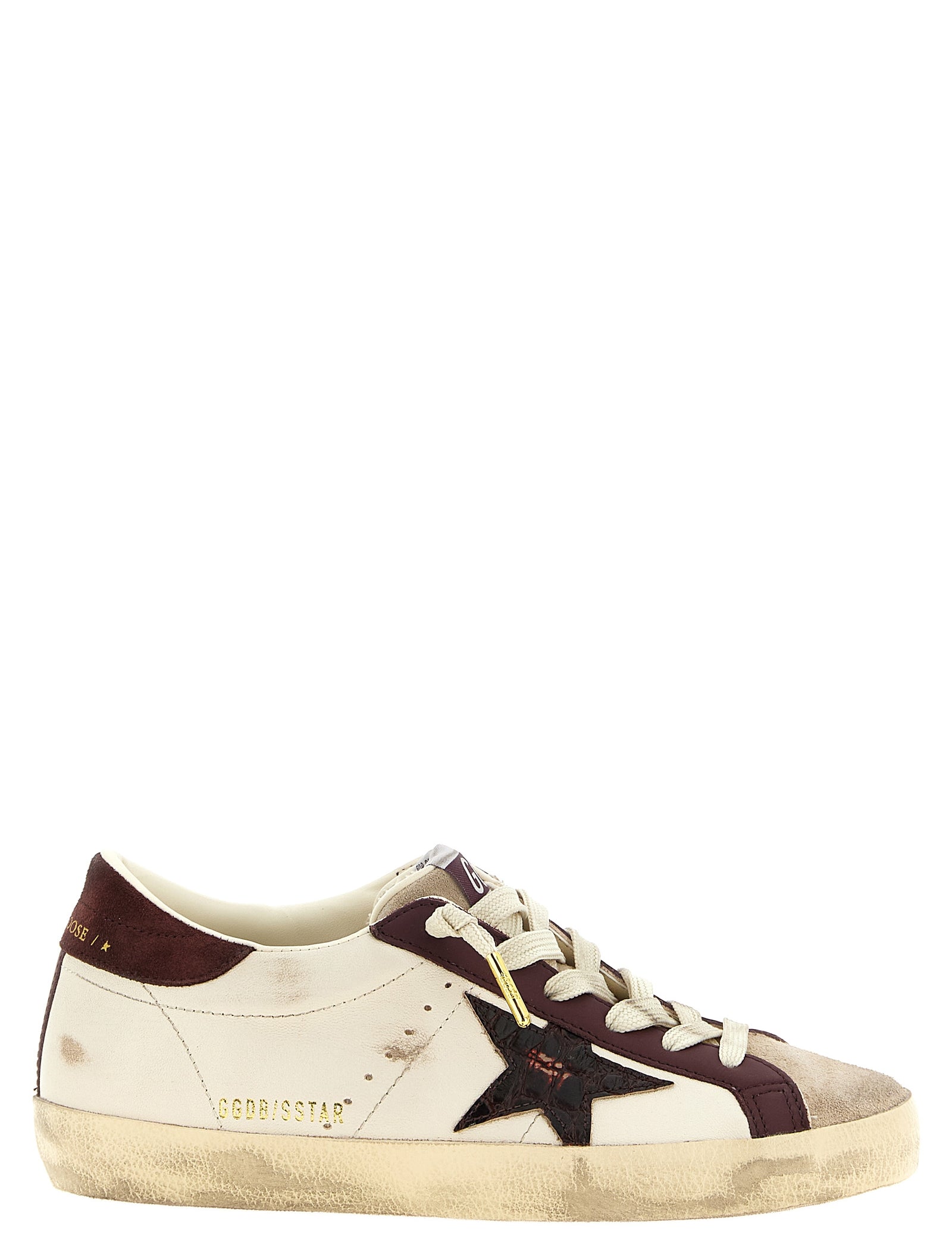 Golden Goose Burgundy Leather Low Top Sneakers