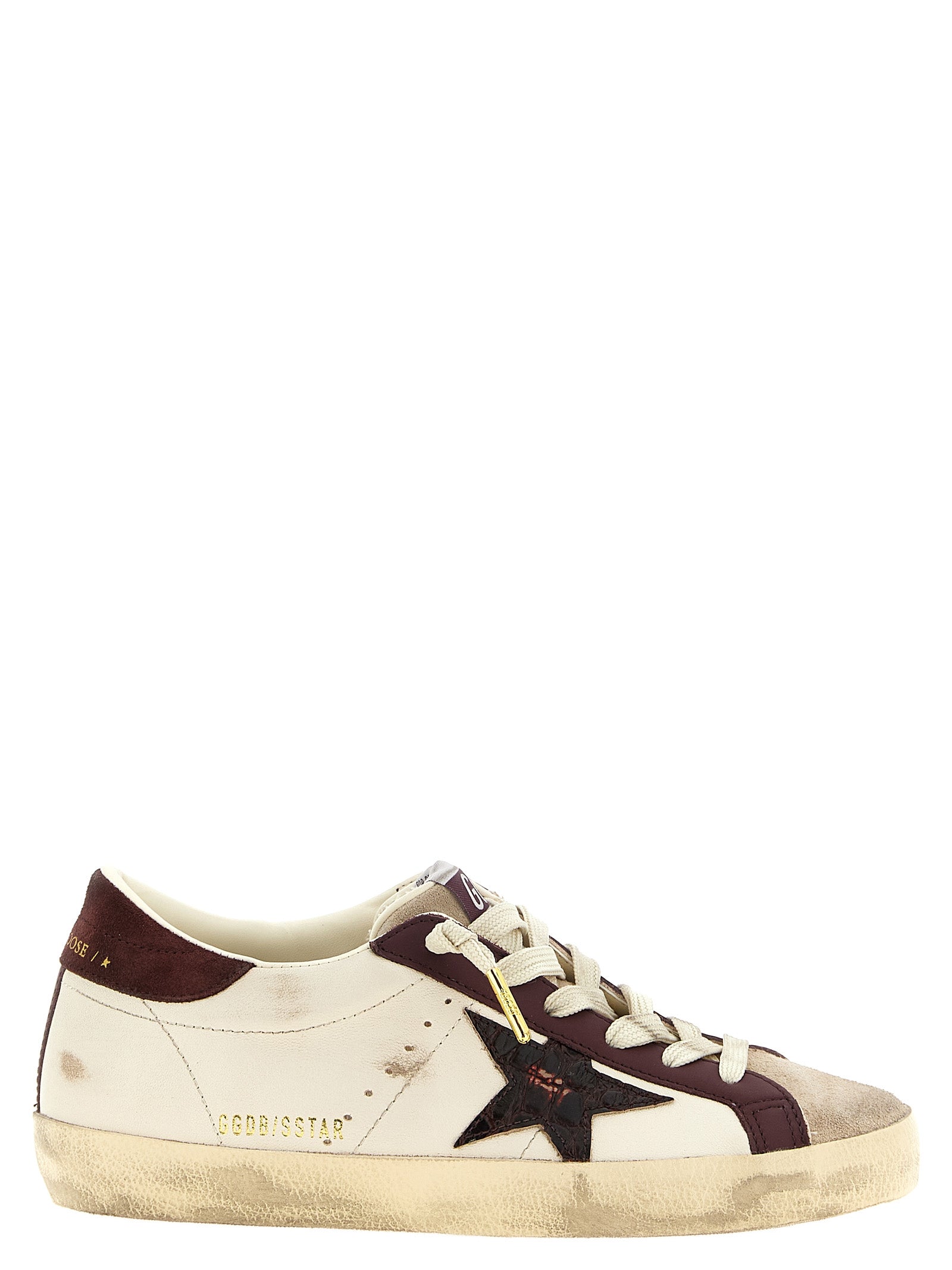 Golden Goose Burgundy Leather Low Top Sneakers
