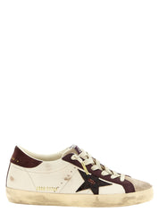 Golden Goose Burgundy Leather Low Top Sneakers