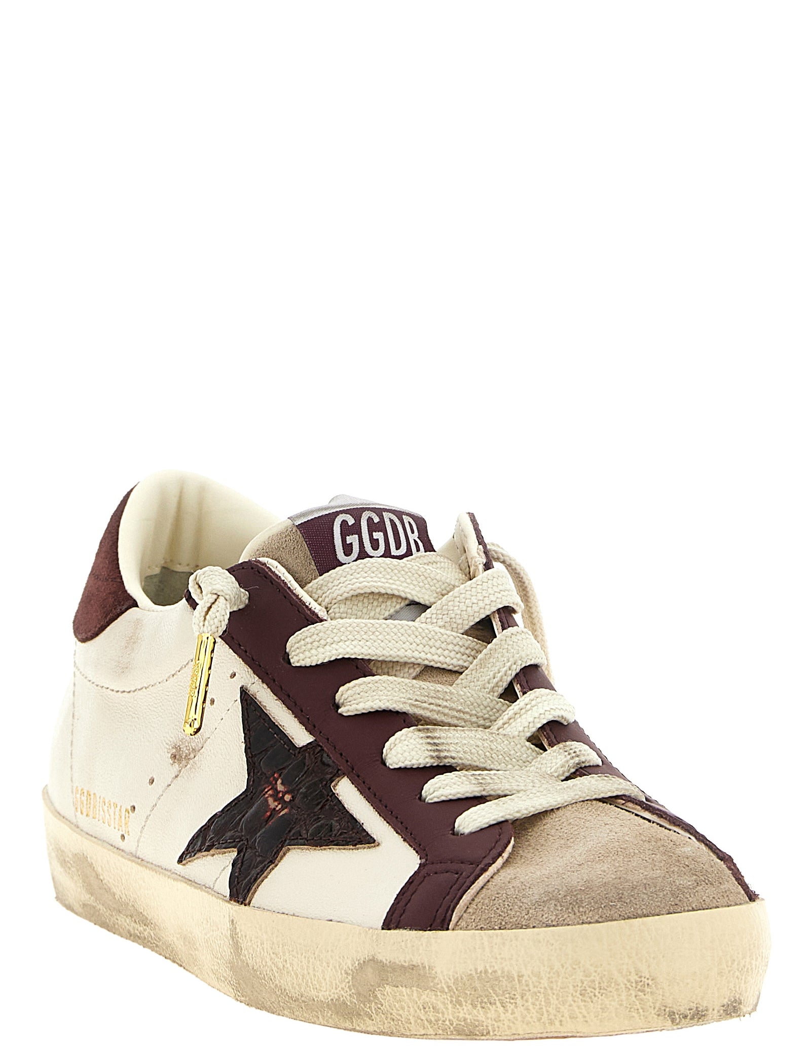 Golden Goose Burgundy Leather Low Top Sneakers