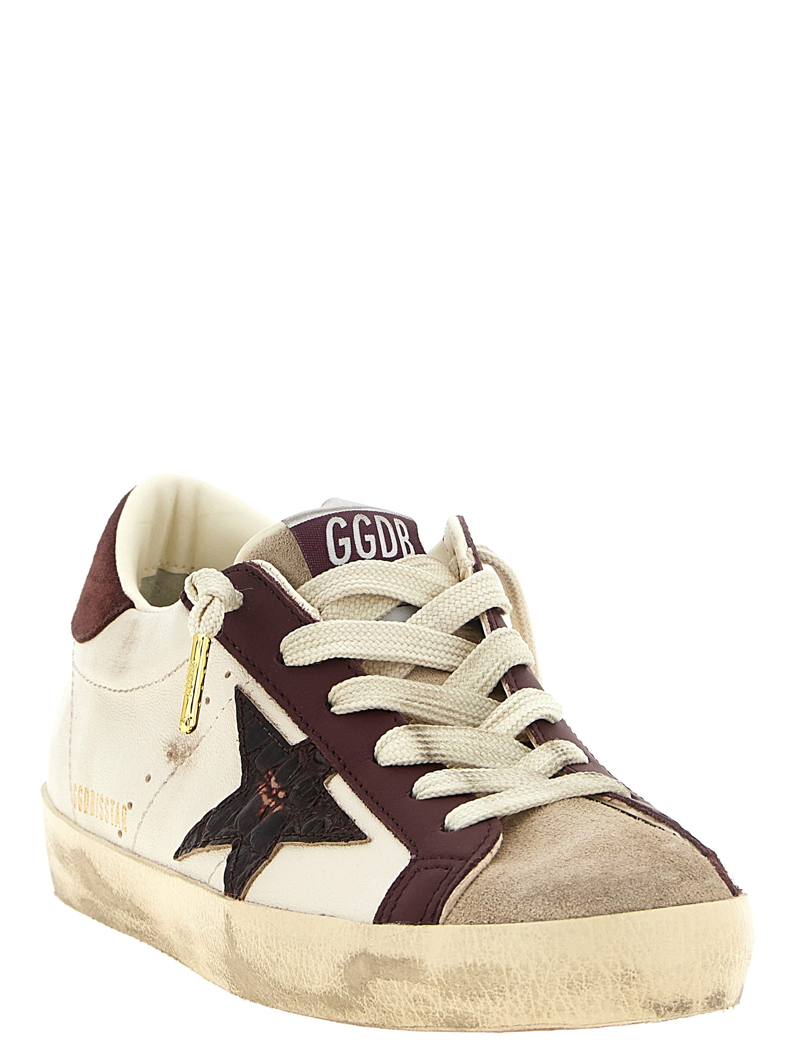 Golden Goose Burgundy Leather Low Top Sneakers