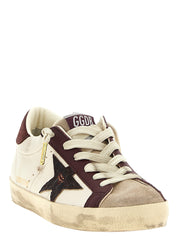 Golden Goose Burgundy Leather Low Top Sneakers