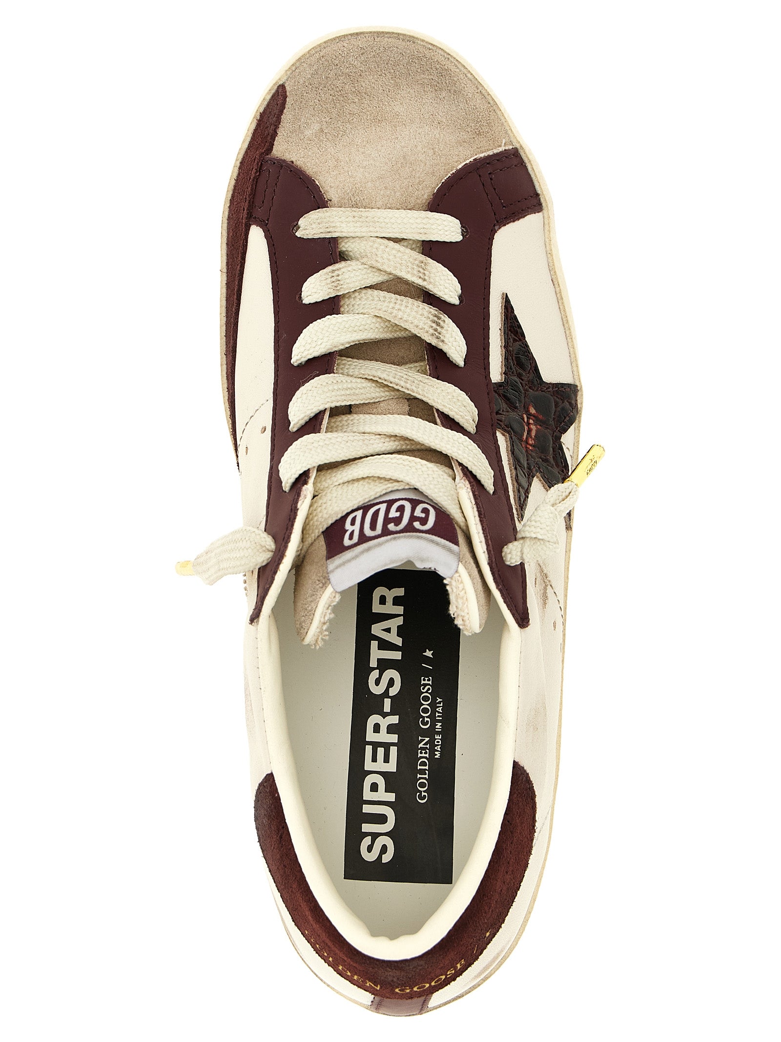 Golden Goose Burgundy Leather Low Top Sneakers