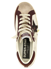 Golden Goose Burgundy Leather Low Top Sneakers