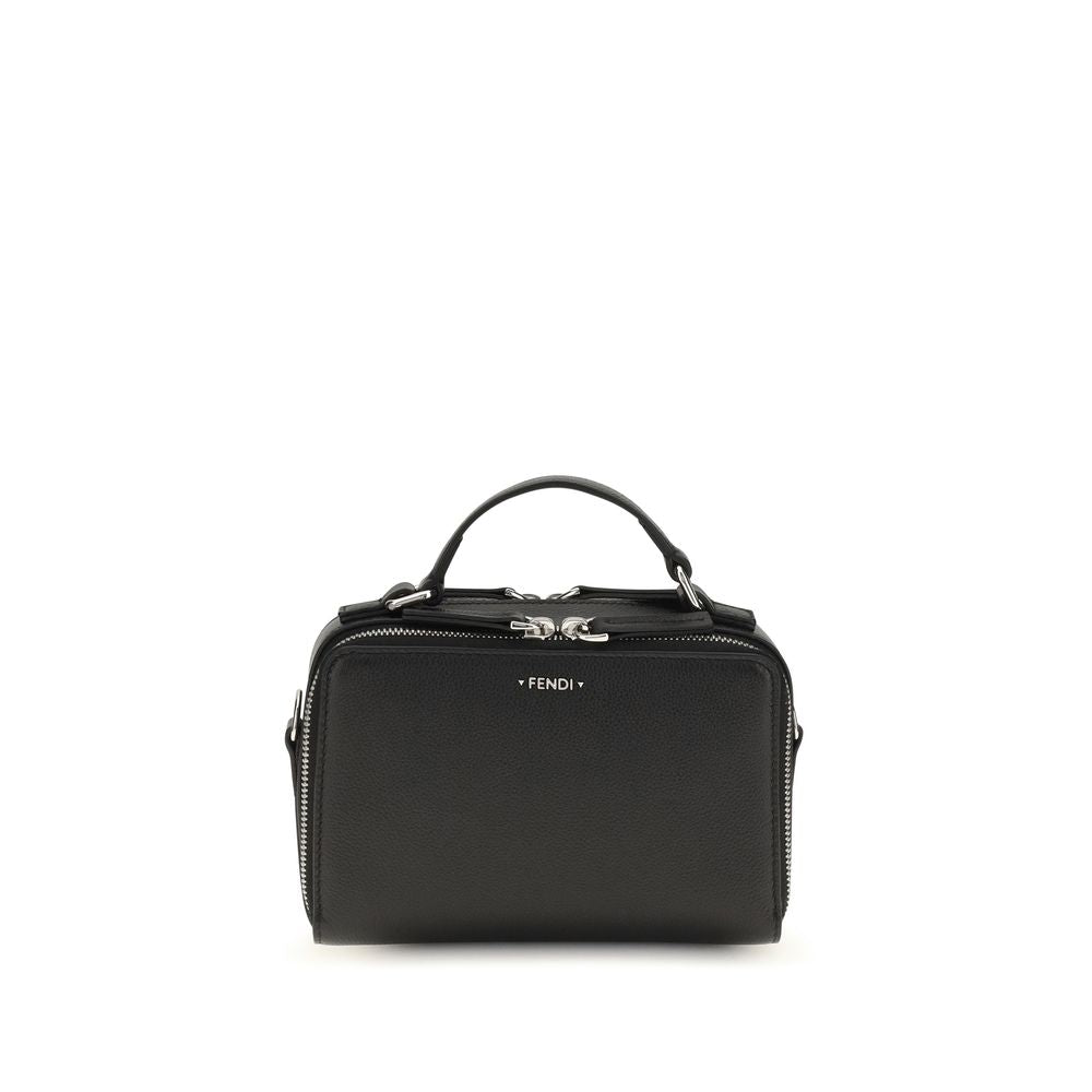 Fendi Black Calf Leather Phone Holder Handbag