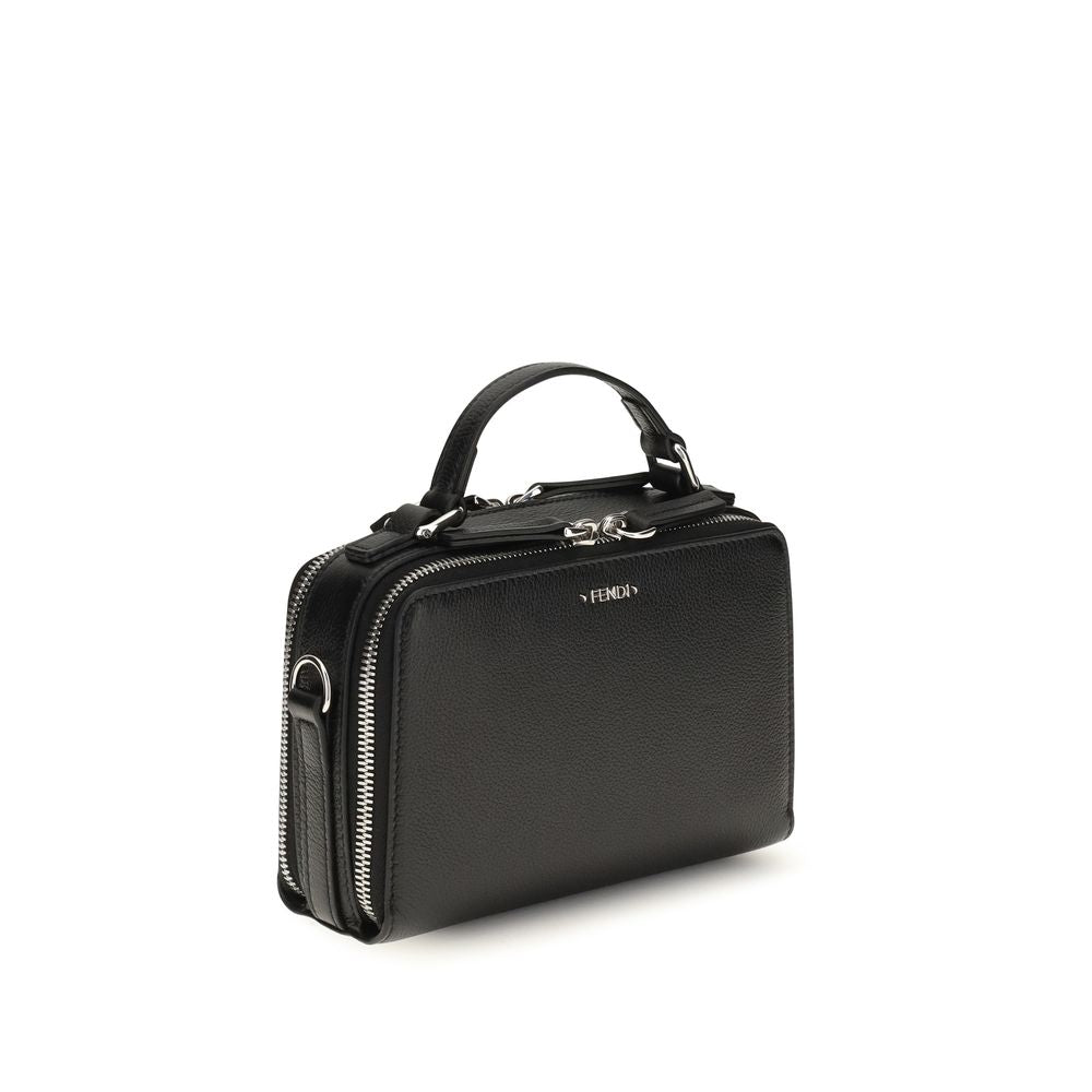 Fendi Black Calf Leather Phone Holder Handbag