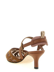 Fendi Brown Polyamide Slingback Pumps