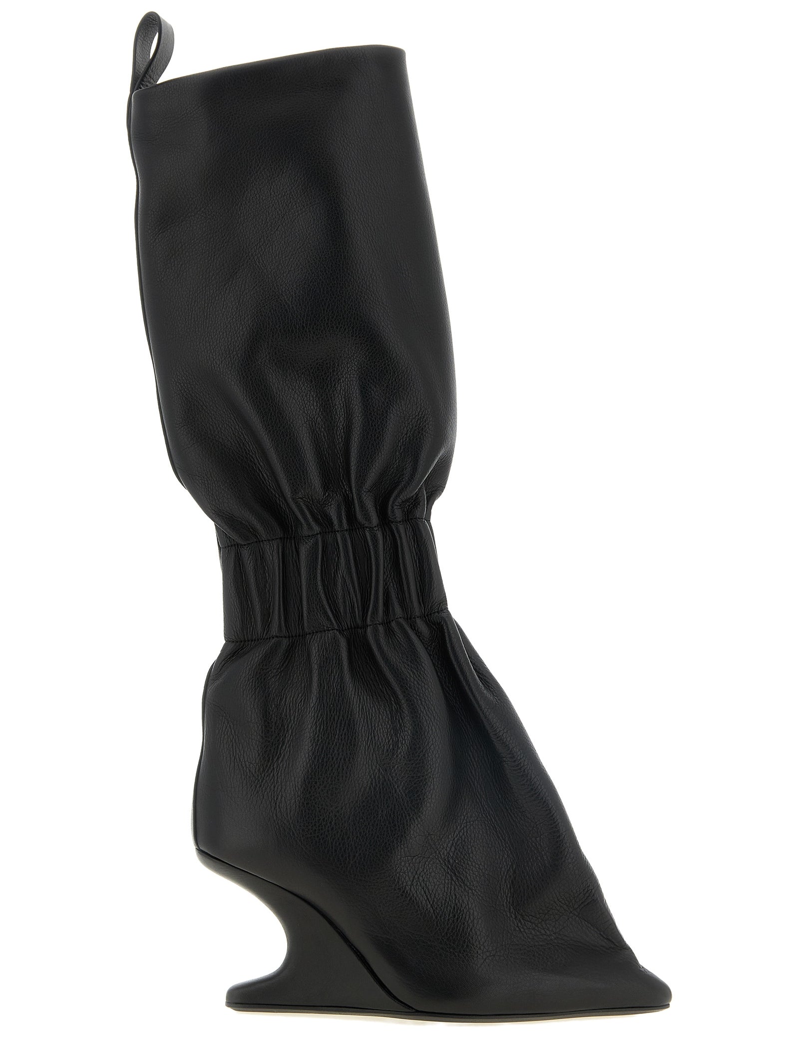 Rick Owens Black Calfskin Over The Knee Boots