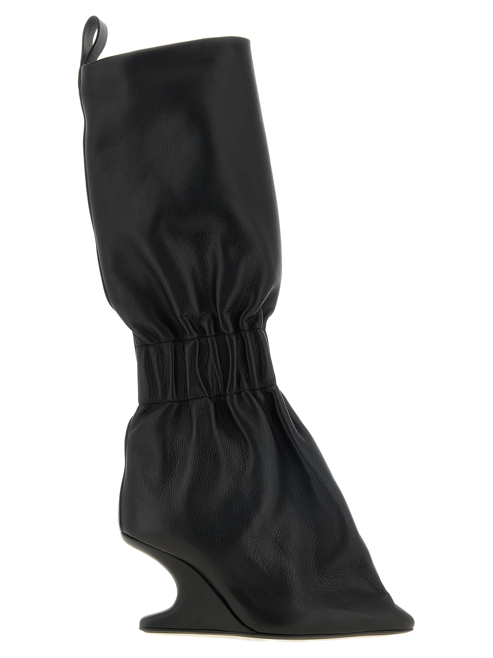Rick Owens Black Calfskin Over The Knee Boots