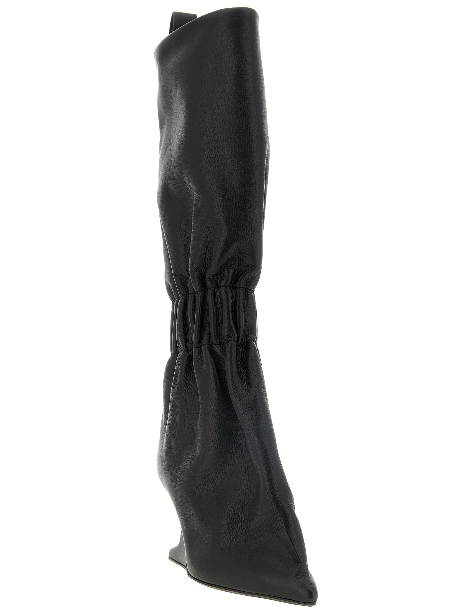 Rick Owens Black Calfskin Over The Knee Boots