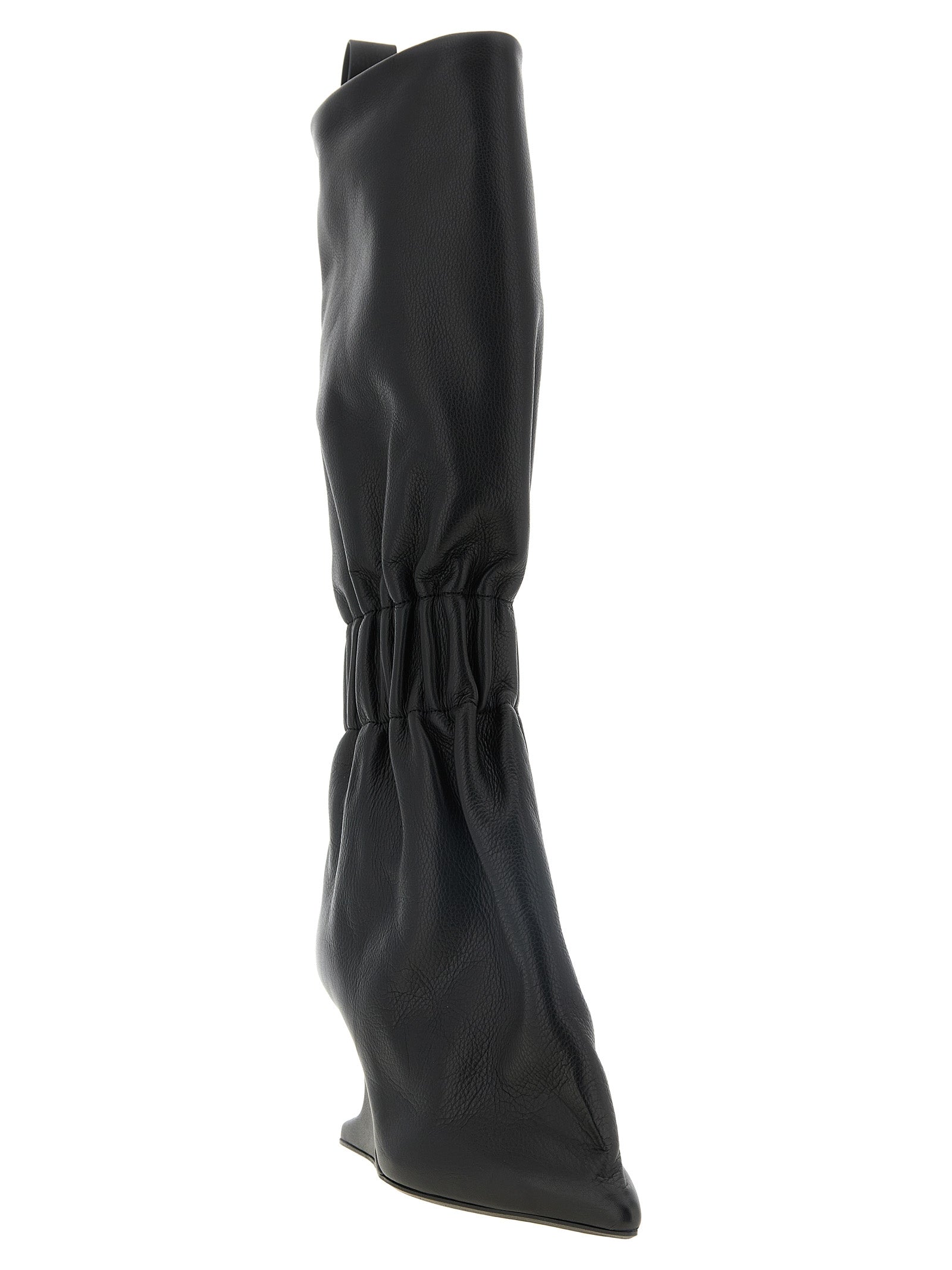 Rick Owens Black Calfskin Over The Knee Boots