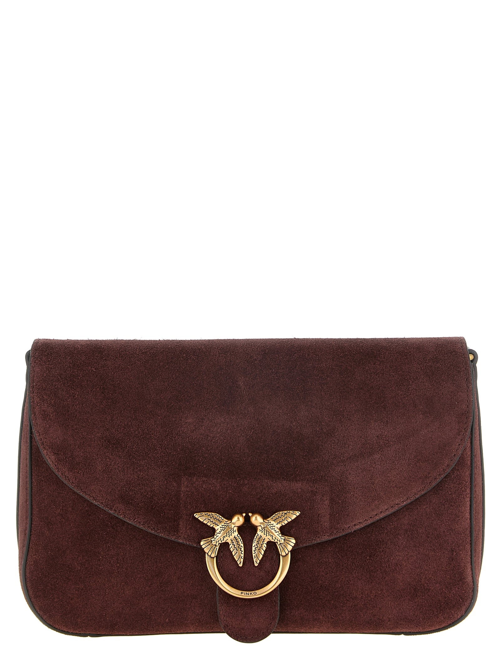 PINKO Burgundy Calfskin Crossbody Bag