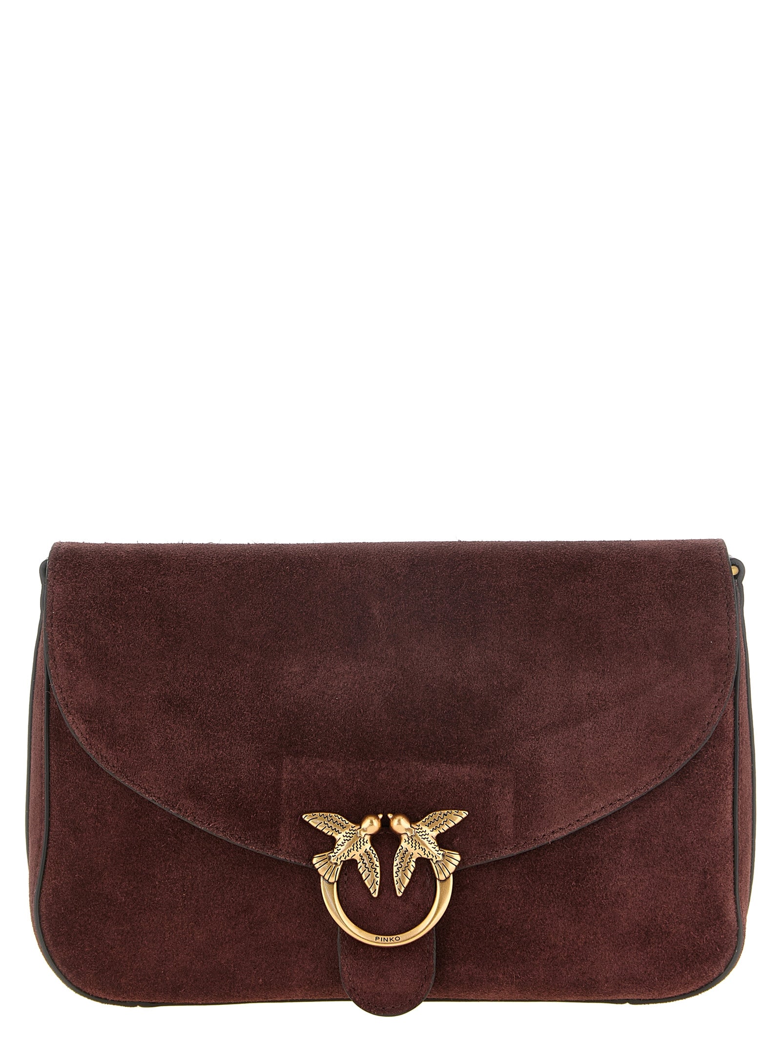PINKO Burgundy Calfskin Crossbody Bag
