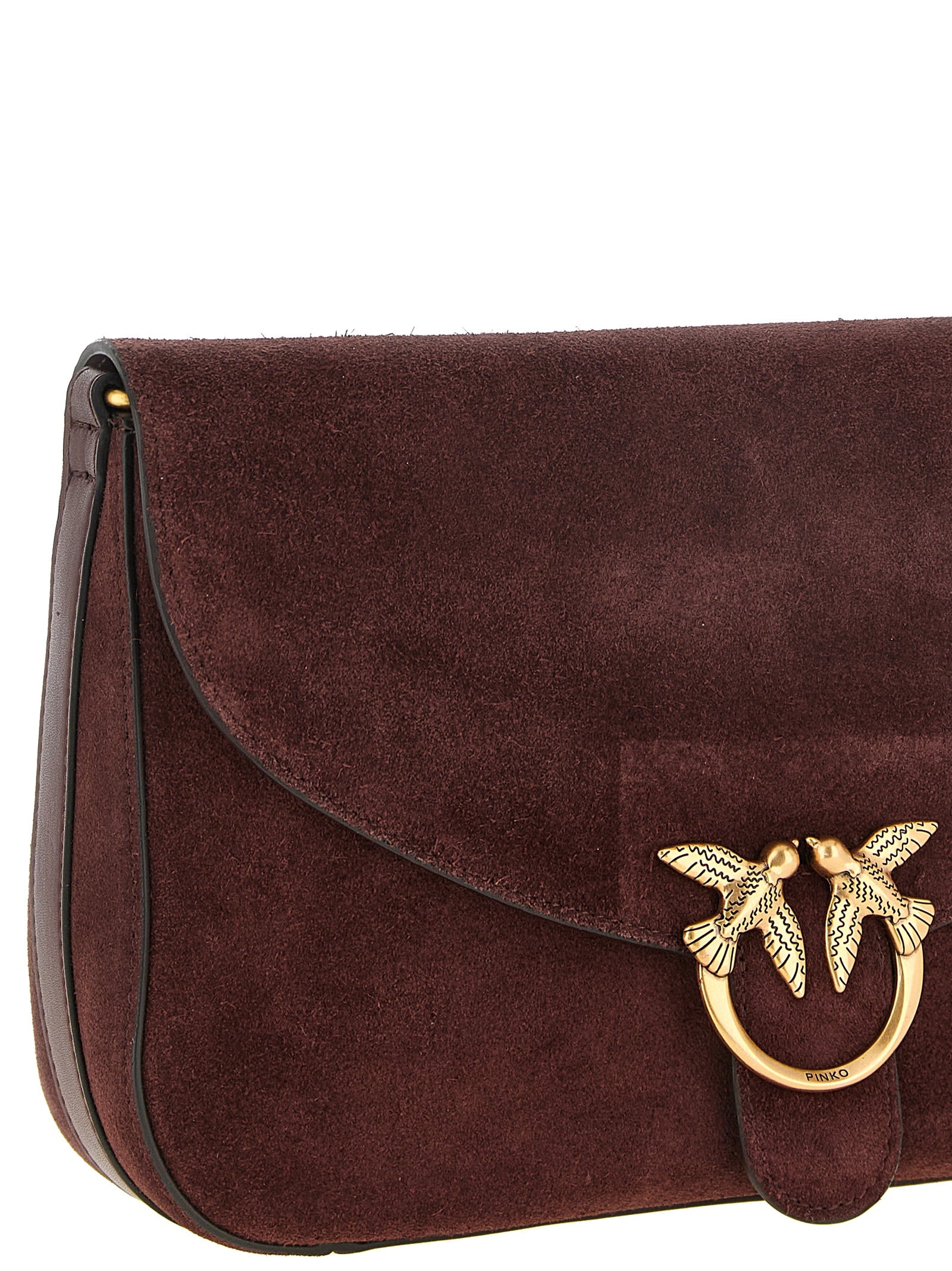 PINKO Burgundy Calfskin Crossbody Bag