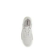 Fendi White Calf Leather Low Top Sneakers