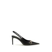 Gucci Black Calf Leather Slingback Pumps